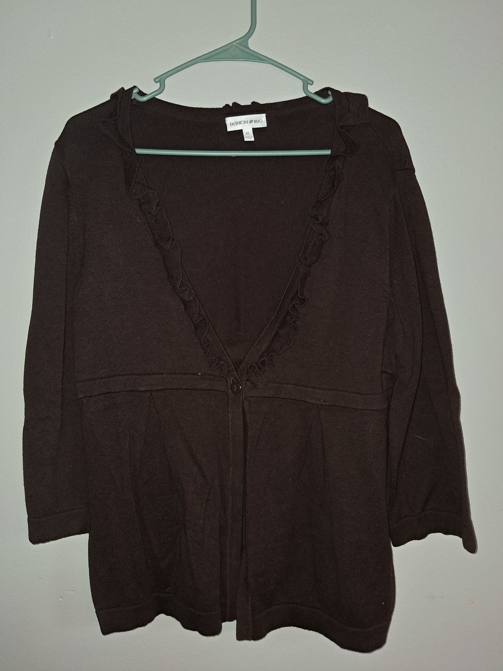 Fashion Bug Brown Ruffle-Trim Cardigan Sweater